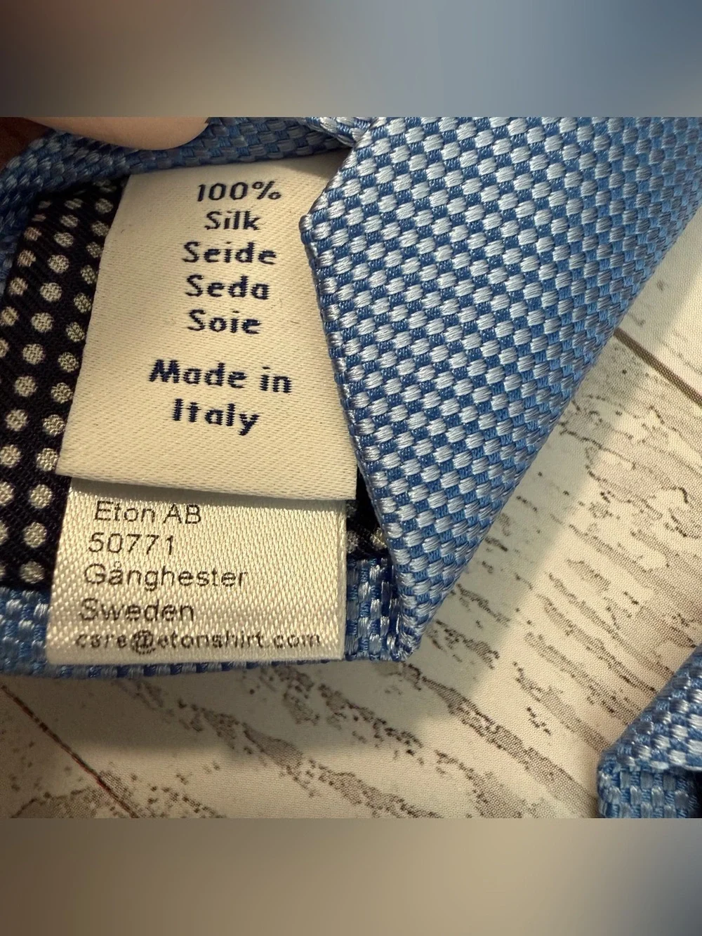 Eton Luxury Light Blue Woven Silk‎ Necktie Tie